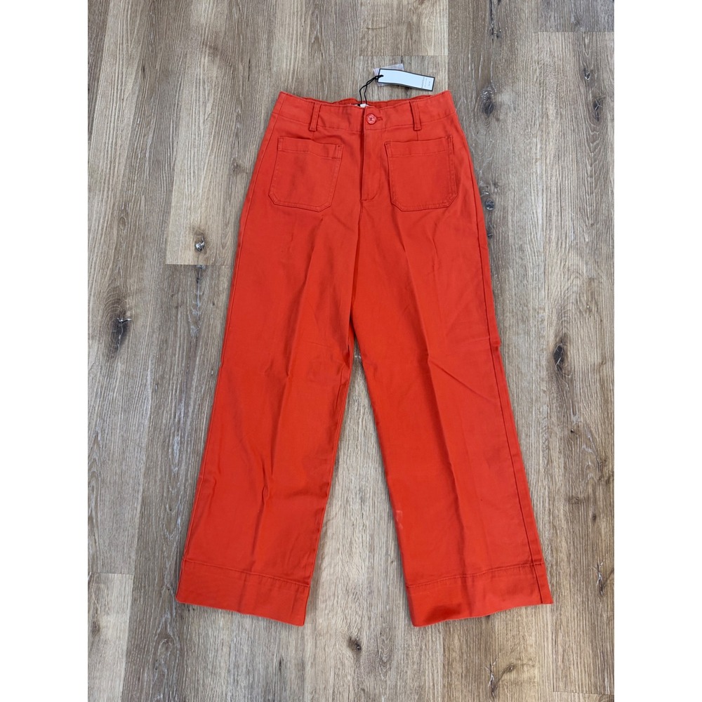 Bagatelle Minimalist Wide Leg Pants Women 6 Orange High Rise Patch Pocket Boho
